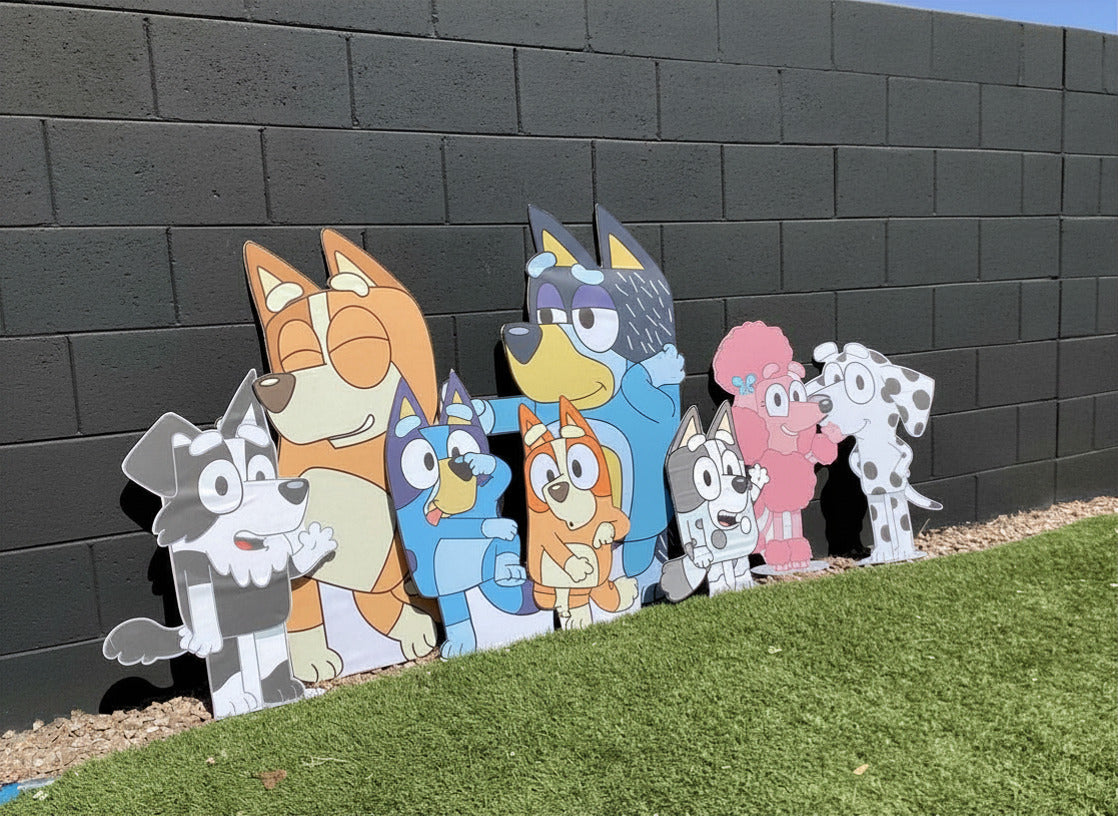 Blue and red heeler family and friends cut outs